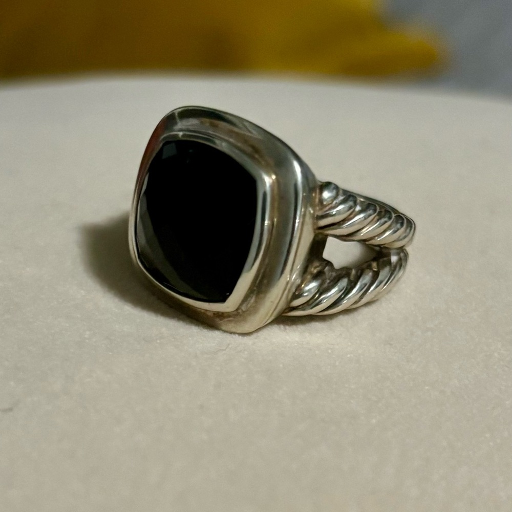 David Yurman 14mm Black Onyx Albion Cocktail Ring Sterling Silver